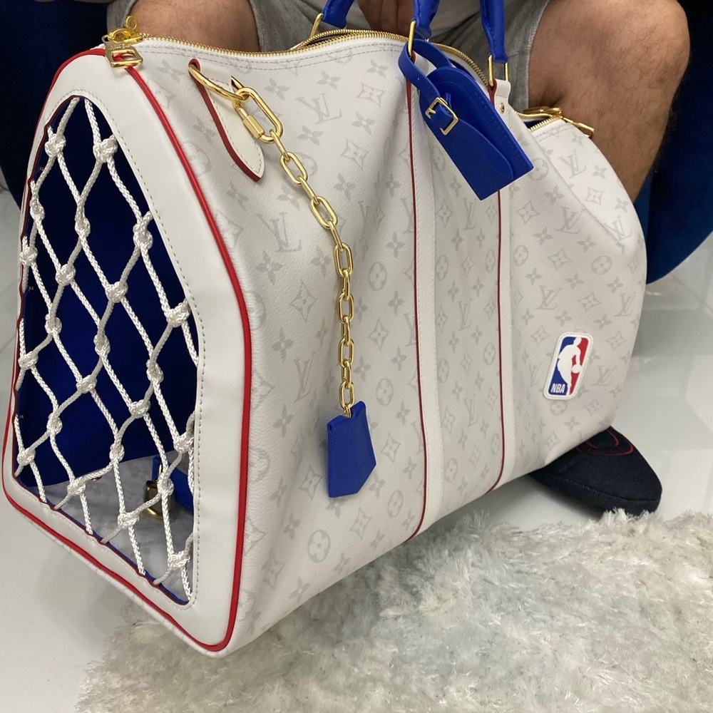 LV x NBA Keep All bag. White with blue interior. Used once.